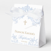 waterverf blauwe kam baby jongen Doop Bedankdoosjes (Voorkant Zijde)