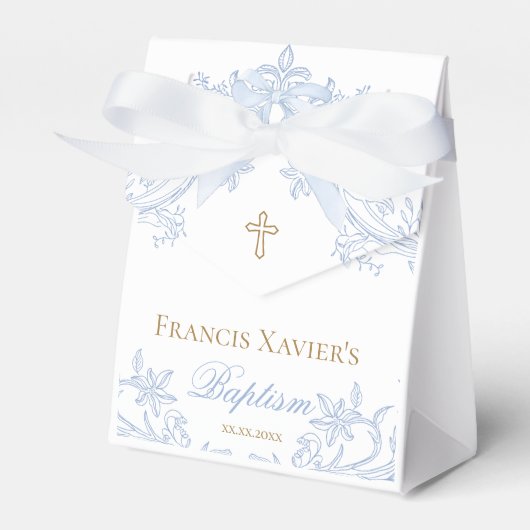 waterverf blauwe kam baby jongen Doop Bedankdoosjes (Voorkant Zijde)