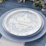 waterverf blauwe kam baby jongen Doop Papieren Bordje<br><div class="desc">Papier bord</div>