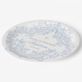 waterverf blauwe kam baby jongen Doop Papieren Bordje (Gekanteld)