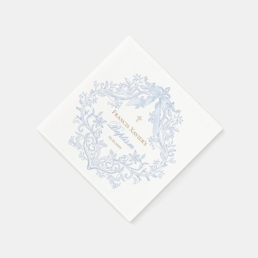 waterverf blauwe kam baby jongen Doop Servet (Hoek)