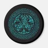 Waterverf Blauwe Keltische knoopring met vogeltjes Magneet (Voorkant)