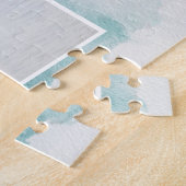 Waterverf blauwe kerstfoto wintervakantie legpuzzel (Zijkant)