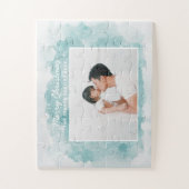 Waterverf blauwe kerstfoto wintervakantie legpuzzel (Verticaal)