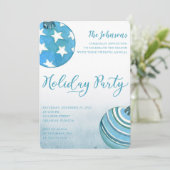 Waterverf Blauwe kerstsierfeestjes Kaart (Staand voorkant)