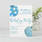 Waterverf Blauwe kerstversiering Kaart (Staand voorkant)