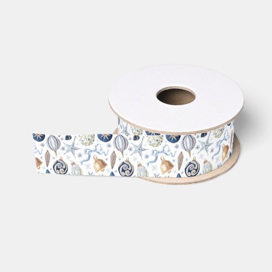 Waterverf Blauwe Kerstversieringen Grosgrain Lint (Spoel)