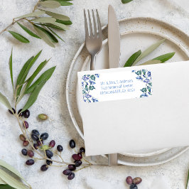 Waterverf Blauwe Klaprozen Etiket