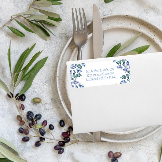 Waterverf Blauwe Klaprozen Etiket