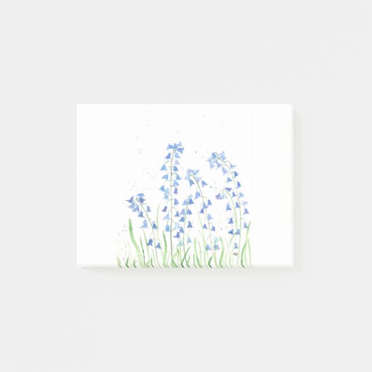 Waterverf blauwe klokjes bloemen bos chic post-it® notes (Voorkant)