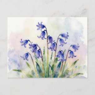 Waterverf Blauwe Klokjes Botanische Zachte Pastel Briefkaart