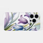 Waterverf blauwe klokjes bries iPhone hoesje (Achterkant horizontaal)