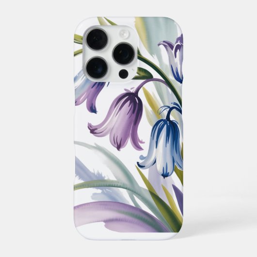 Waterverf blauwe klokjes bries iPhone hoesje (Achterkant)