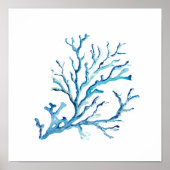 Waterverf blauwe koraal poster (Voorkant)