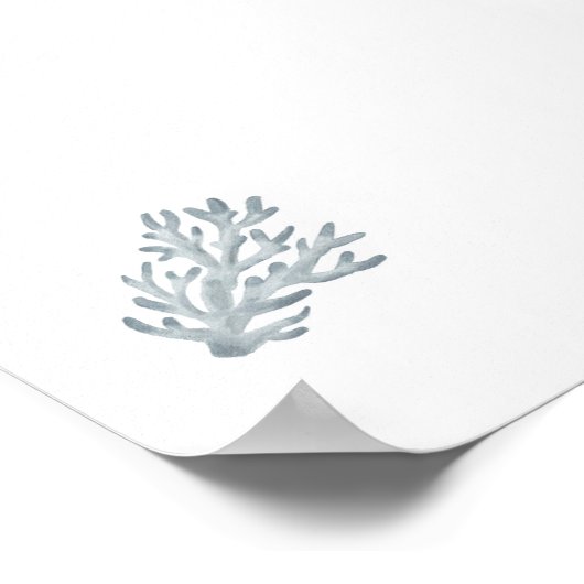 Waterverf blauwe koraal print (Hoek)