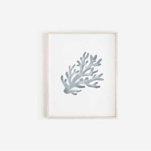 Waterverf blauwe koraal print