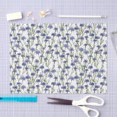Waterverf Blauwe Korenbloemen op Witte Achtergrond Tissuepapier (Craft)
