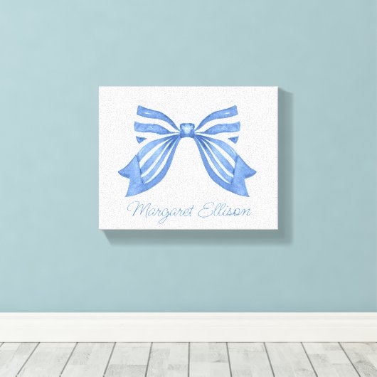 Waterverf Blauwe kraag Canvas Afdruk (Insitu (Houten vloer))