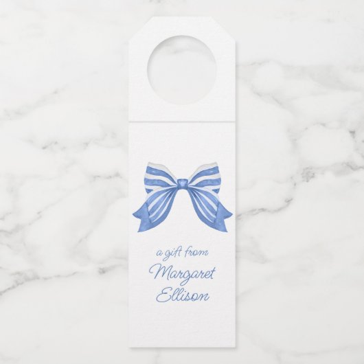 Waterverf Blauwe kraag Flessenhanger (Voorkant)