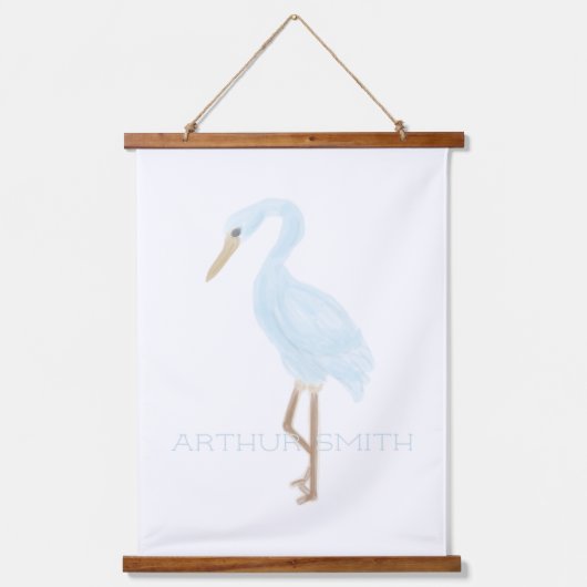 Waterverf Blauwe Kraanvogel Hangend Wandkleed (Voorkant)