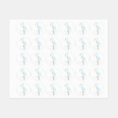 Waterverf Blauwe Kraanvogel Labels (Vel)