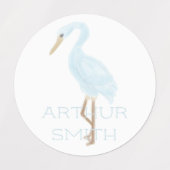 Waterverf Blauwe Kraanvogel Labels (Design 2)