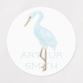 Waterverf Blauwe Kraanvogel Labels