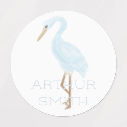 Waterverf Blauwe Kraanvogel Labels (Design 1)