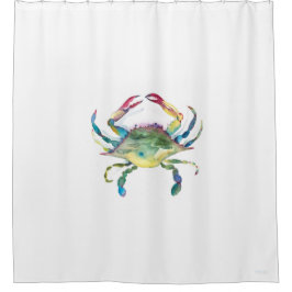 Waterverf blauwe krab douchegordijn