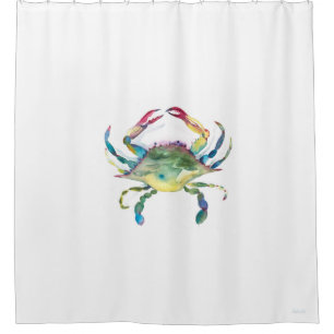 Waterverf blauwe krab douchegordijn
