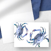 Waterverf blauwe krab kaarten blanco binnenzijde