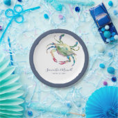 Waterverf Blauwe krab Klein Strand Bruiloft Papieren Bordje (Feest)