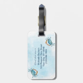 Waterverf blauwe krab kust bagagelabel (Achterkant verticaal)