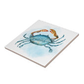 Waterverf blauwe krab kust tegeltje (Zijkant)
