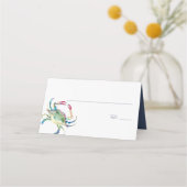 Waterverf blauwe krab kustbruiloft plaatskaartje (Voorkant)