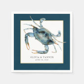 Waterverf blauwe krab kustbruiloft servet (Voorkant)