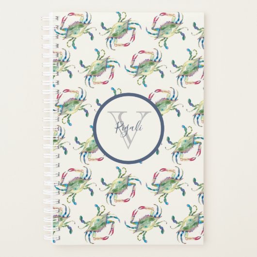 Waterverf blauwe krab planner (Voorkant)
