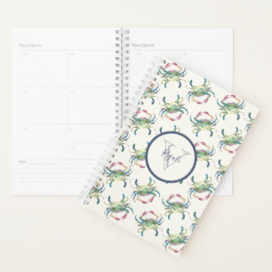 Waterverf blauwe krab planner