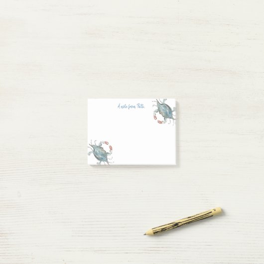 Waterverf blauwe krab post-it® notes (Op bureau)