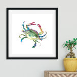 Waterverf blauwe krab poster<br><div class="desc">Voeg kustcharme toe aan uw strandhuis, Cape Cod-huisje of retraite in Maryland met deze levendige blauwkrab waterverf kunstprint. Met mijn originele eenvoudige krab waterverf in rijke tinten rood, groen, turquoise en blauw, dit stuk vangt de schoonheid van zeeen in een ontspannen, kunstzinnige stijl. Perfect voor slaapkamers, badkamers of woonruimtes, dit...</div>