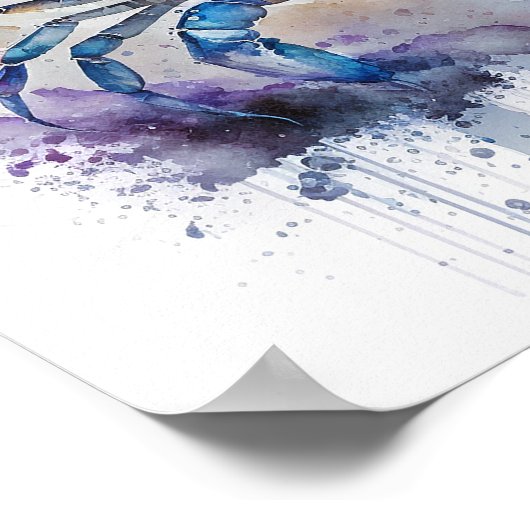 Waterverf blauwe krab poster (Hoek)