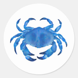 Waterverf blauwe krab ronde sticker