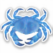 Waterverf blauwe krab sticker (Voorkant)