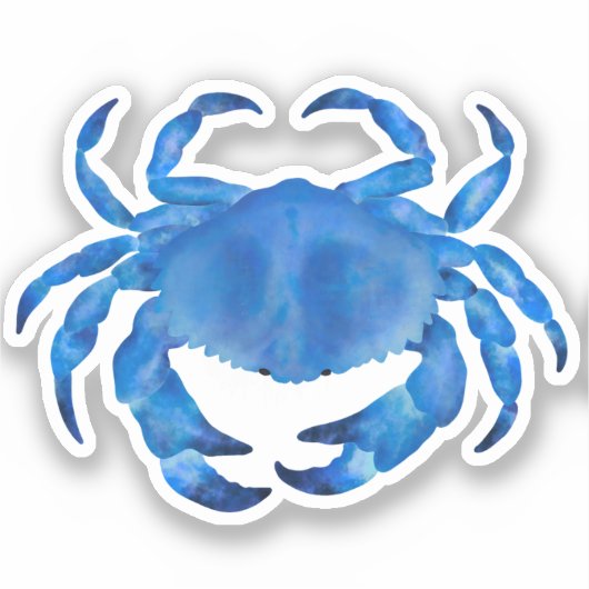 Waterverf blauwe krab sticker (Voorkant)