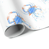 Waterverf blauwe krab verfsplaat cadeaupapier (Rol Hoek)