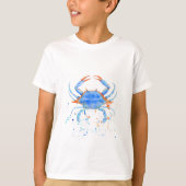 Waterverf blauwe krab verfsplaat t-shirt (Voorkant)