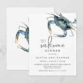 Waterverf Blauwe Krab Vis en zeevruchten Welkomstd Briefkaart (Voorkant / Achterkant)