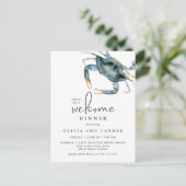 Waterverf Blauwe Krab Vis en zeevruchten Welkomstd Briefkaart (Staand voorkant)