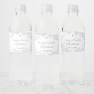 waterverf blauwe kuif baby jongen Doop Waterfles Etiket