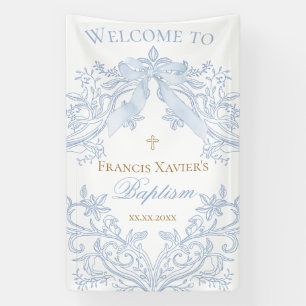 waterverf blauwe kuif doop welkomstbord spandoek